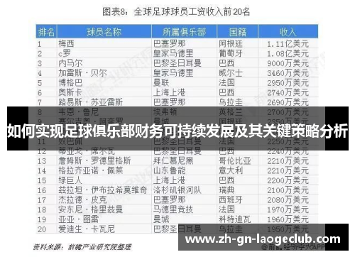 如何实现足球俱乐部财务可持续发展及其关键策略分析 如何实现足球俱乐部财务可持续发展及其关键策略分析